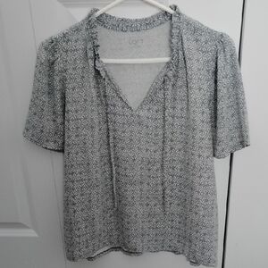 LOFT Blue Grey Patterned Shirt